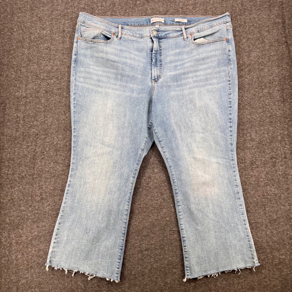 Jessica Simpson Womens 24W Ankle Flare Jeans Light Wash Raw Hem High Rise Blue
